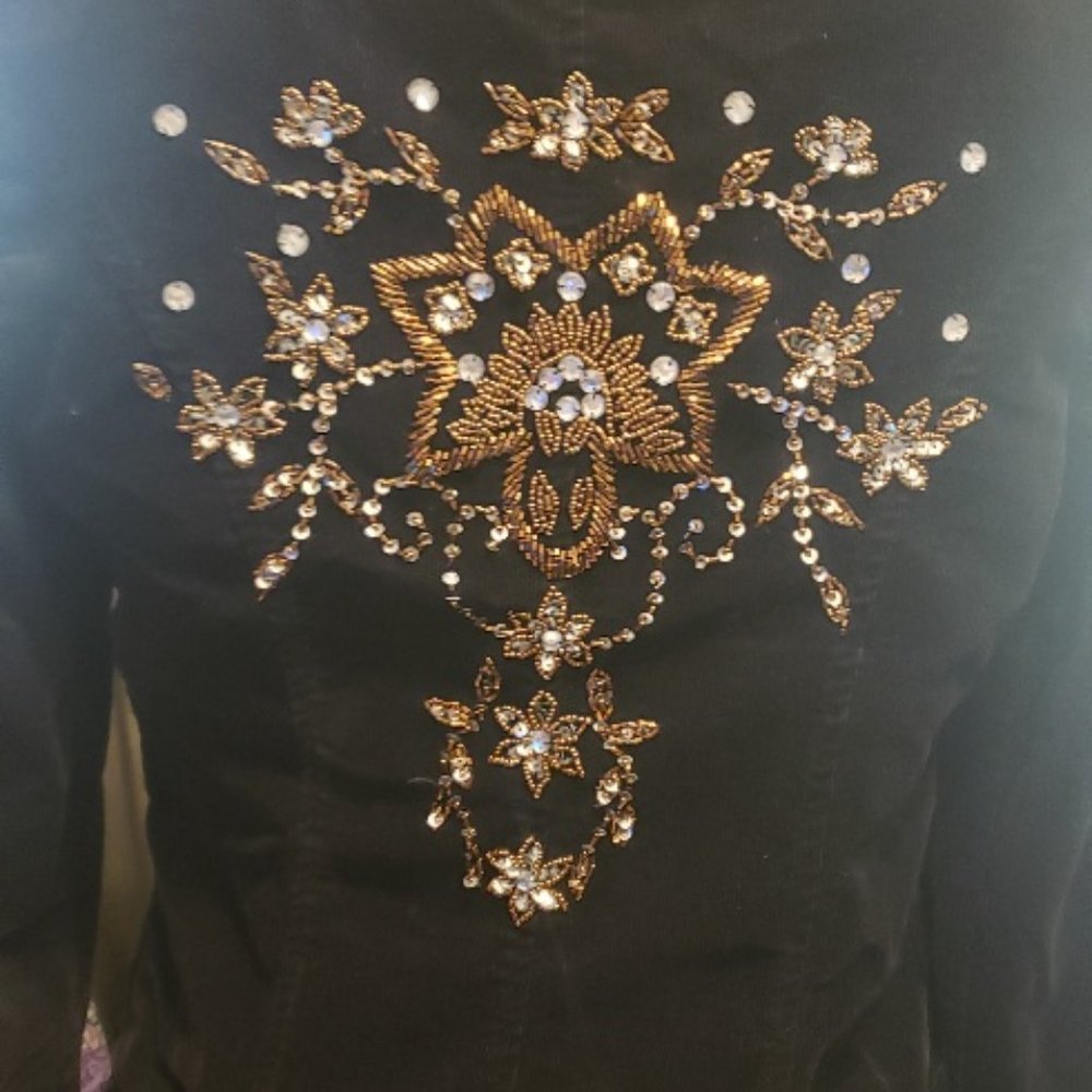 Cell Rhinestone Design Corduroy Jacket Size Small - Picture 4 of 5